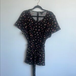 Lane Bryant Black Floral Blouse